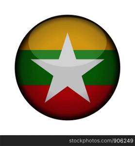 myanmar Flag in glossy round button of icon. myanmar emblem isolated on white background. National concept sign. Independence Day. Vector illustration.