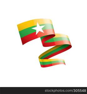 Myanmar national flag, vector illustration on a white background. Myanmar flag, vector illustration on a white background
