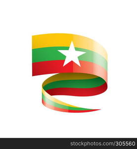 Myanmar national flag, vector illustration on a white background. Myanmar flag, vector illustration on a white background