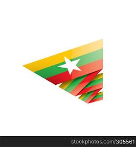 Myanmar national flag, vector illustration on a white background. Myanmar flag, vector illustration on a white background