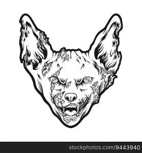 Mysterious bat head monster zombie madness outline vector illustrations for your work logo, merchandise t-shirt, stickers and label designs, poster, greeting cards advertising business company or brands