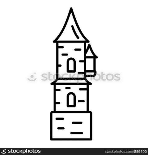 Mystery castle icon. Outline mystery castle vector icon for web design isolated on white background. Mystery castle icon, outline style