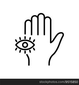 Mystic Hand Palm and All Seeing Eye Line Icon. Magic Providence Fatima Pictogram. Hamsa Egypt Esoteric Occult Amulet Outline Icon. Khamsa Conspiracy. Editable Stroke. Isolated Vector Illustration.. Mystic Hand Palm and All Seeing Eye Line Icon. Magic Providence Fatima Pictogram. Hamsa Egypt Esoteric Occult Amulet Outline Icon. Khamsa Conspiracy. Editable Stroke. Isolated Vector Illustration