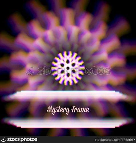 Mystic shiny card with round ornament and color aberrations