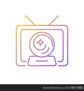 Mystic show gradient linear vector icon. Mystery series on television channel. Fun TV serial with fantasy. Thin line color symbol. Modern style pictogram. Vector isolated outline drawing. Mystic show gradient linear vector icon