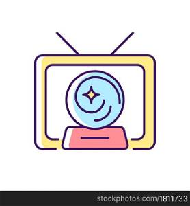 Mystic show RGB color icon. Mystery series on television channel. Fun TV serial with fantasy and magic genre. Fiction movie. Isolated vector illustration. Simple filled line drawing. Mystic show RGB color icon