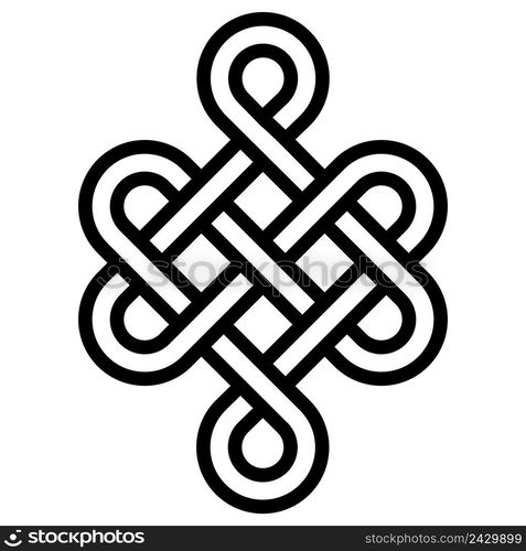 Mystical knot of longevity and health, a sign of good luck Feng Shui, vector the infinity knot, health symbol tattoo