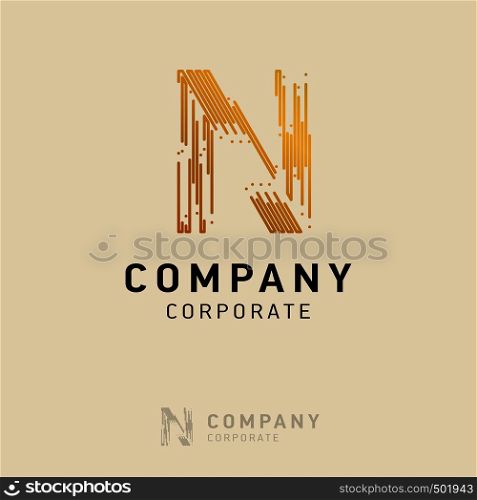 N company logo design with visiting card vector