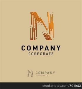 N company logo design with visiting card vector