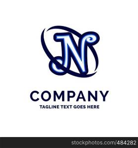 N Company Name Design Blue Logo Design. Logo Template. Brand Name template Place for Tagline. Creative Logo Design