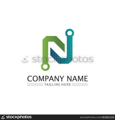 N Letter and font Logo Template vector icon illustration design