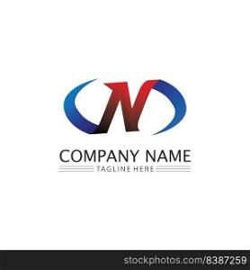 N letter and logo font company logo business and letter initial N design vector and letter for logo