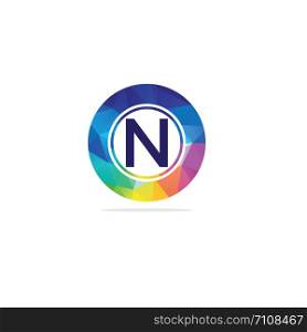 N Letter colorful logo in the hexagonal. Polygonal letter N