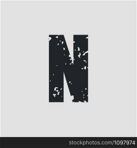 N letter grunge style simple design. Vector eps10