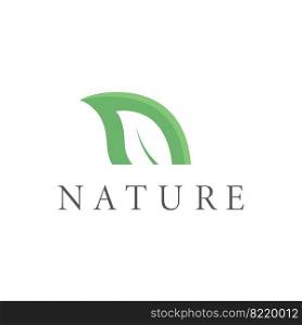 n letter leaf for nature icon vector illustration concept design template