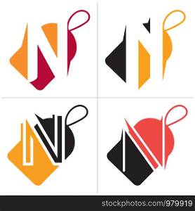 N letter logo design. Letter n in sale/discount tag vector illustration.