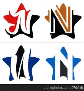 N letter logo design. Letter n in star shape vector illustration.