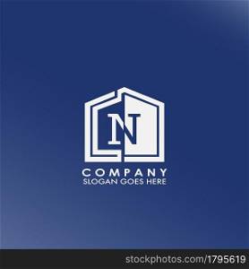 N letter logo, initial half negative space letter design for business, building and property style.