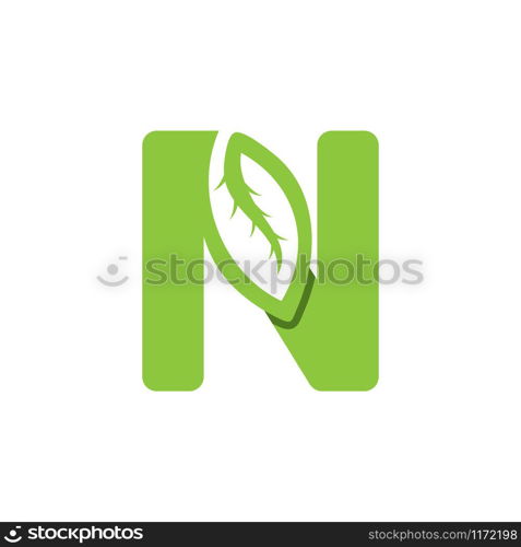 N Letter logo leaf concept template design