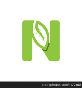 N Letter logo leaf concept template design