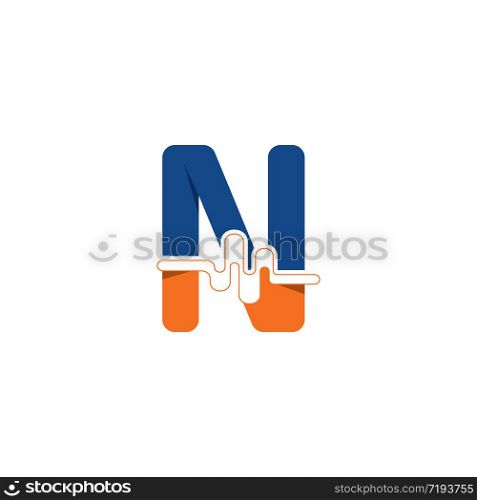 N Letter logo on pulse concept creative template design
