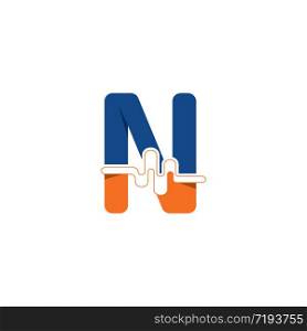 N Letter logo on pulse concept creative template design
