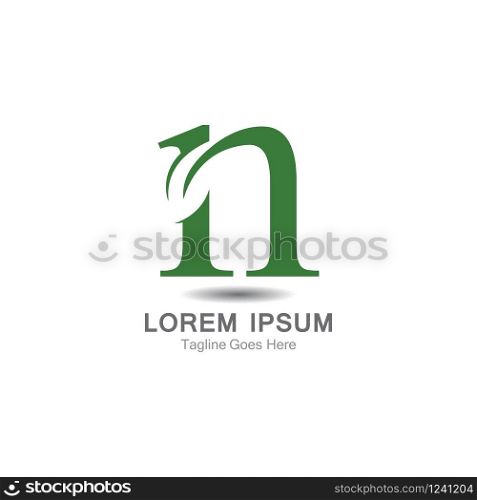 N Letter logo with leaf concept template design