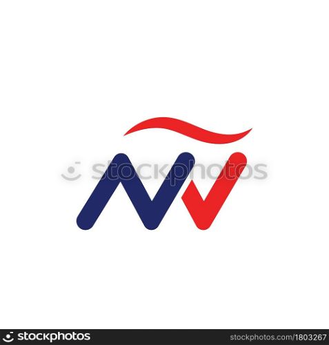 n Letter red check mark or nw letter icon Template Vector illustration design web