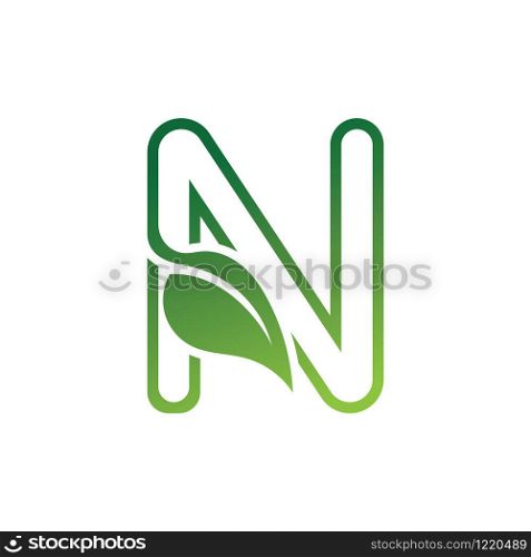 N Letter with leaf logo or symbol concept template design