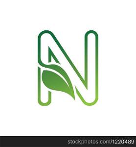 N Letter with leaf logo or symbol concept template design