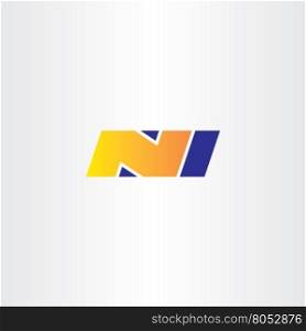 n letter yellow blue logo sign vector