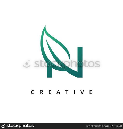 N Logo Design and template. Creative N leaf  icon initials based Letters in vector.