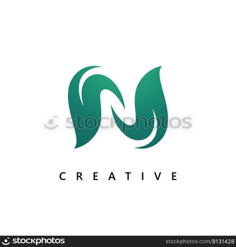 N Logo Design and template. Creative N leaf  icon initials based Letters in vector.