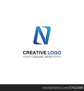 N logo font company logo business and letter initial N design vector and letter for logo