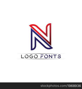 N logo font company logo business and letter initial N design vector and letter for logo