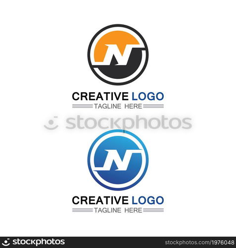 N logo font company logo business and letter initial N design vector and letter for logo