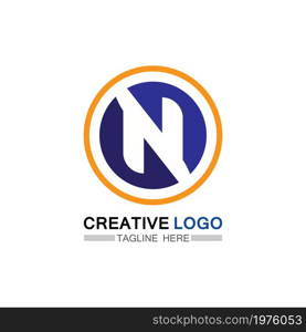 N logo font company logo business and letter initial N design vector and letter for logo