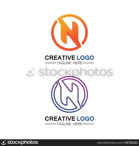 N logo font company logo business and letter initial N design vector and letter for logo