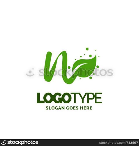 N logo with Leaf Element. Nature Leaf logo designs, Simple leaf logo symbol. Natural, eco food. Organic food badges in vector. Vector logos. Natural logos with leaves. Creative Green Natural Logo template.