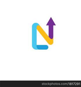 N or LN arrow up Letter icon Vector Illustration design concept web