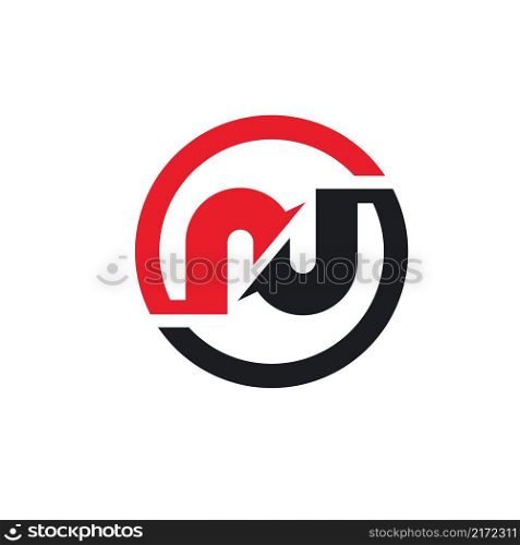 N or RJ Letter concept design icon Vector Illustration