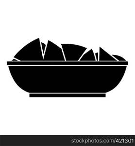 Nachos in bowl icon. Simple illustration of nachos in bowl vector icon for web. Nachos in bowl icon, simple style