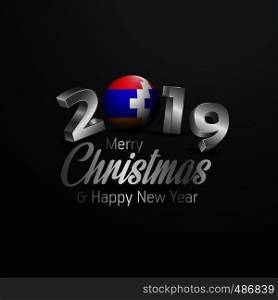 Nagorno Karabakh Republic Flag 2019 Merry Christmas Typography. New Year Abstract Celebration background