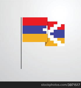 Nagorno Karabakh Republic waving Flag design vector