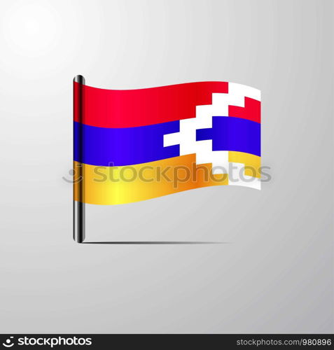Nagorno Karabakh Republic waving Shiny Flag design vector
