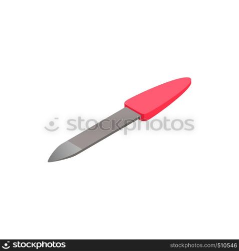 Nail file with pink handle icon in isometric 3d style isolated on white background. Nail file icon, isometric 3d style