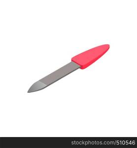 Nail file with pink handle icon in isometric 3d style isolated on white background. Nail file icon, isometric 3d style