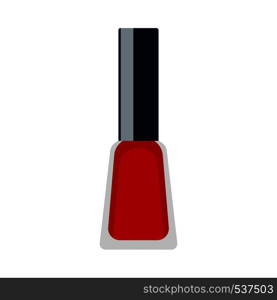 Nail polish fingernail cosmetics accessory pedicure and manicure bottle. Spa glass shiny fingernail red makeup vector icon