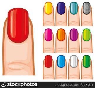 Nail polish in different colors