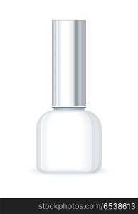 Nail Polish Professional Series Bottle.. Nail polish professional series bottle. Women nail accessory. Empty cosmetic product tube. Reservoir without label. No logo or trademark on flask. Manicure and pedicure product. Vector